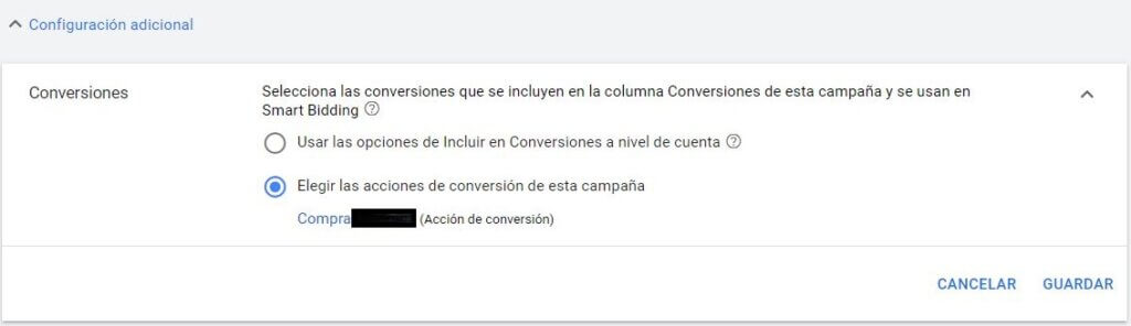 Configurar conversiones a nivel de campaña en Google Ads