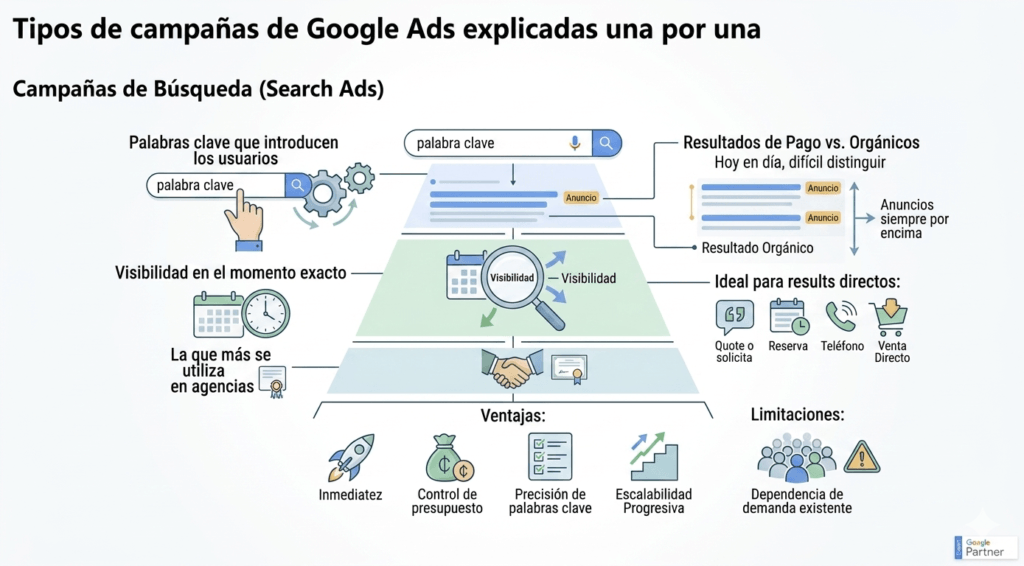 Tipos de campañas de Google Ads