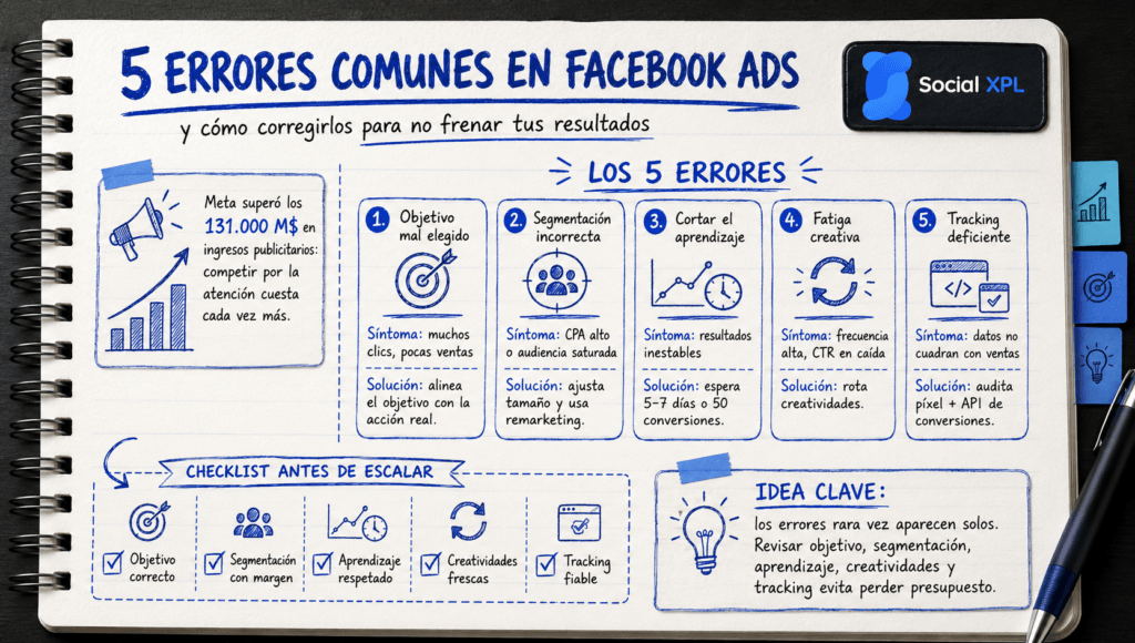 5 errores comunes en campañas de Facebook Ads